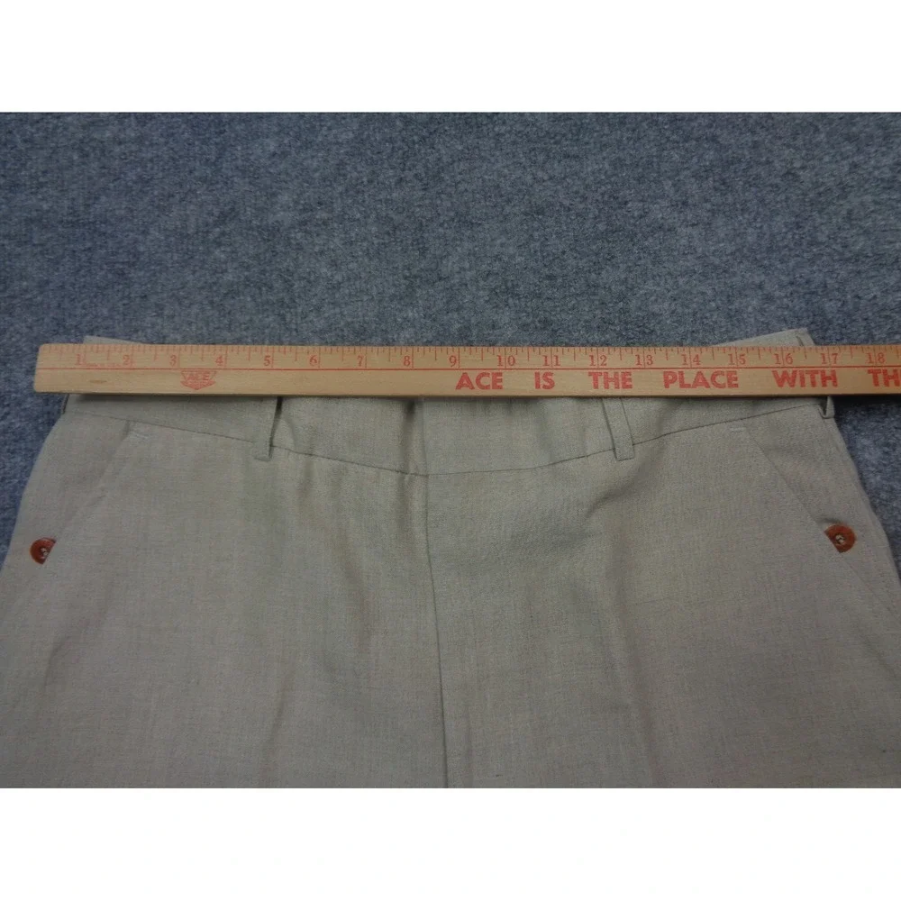Vtg ORVIS Trouser Pants Mens 34 Beige 100% Linen Summer Classic Unhemmed NWT